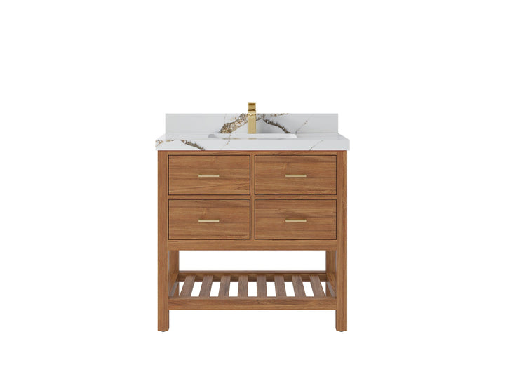 Parker Teak Wood 36 in. W x 22 in. D Center Sink Bathroom Vanity - photo 8