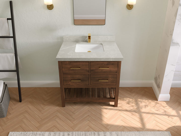 Parker Teak Wood 36 in. W x 22 in. D Center Sink Bathroom Vanity - photo 25