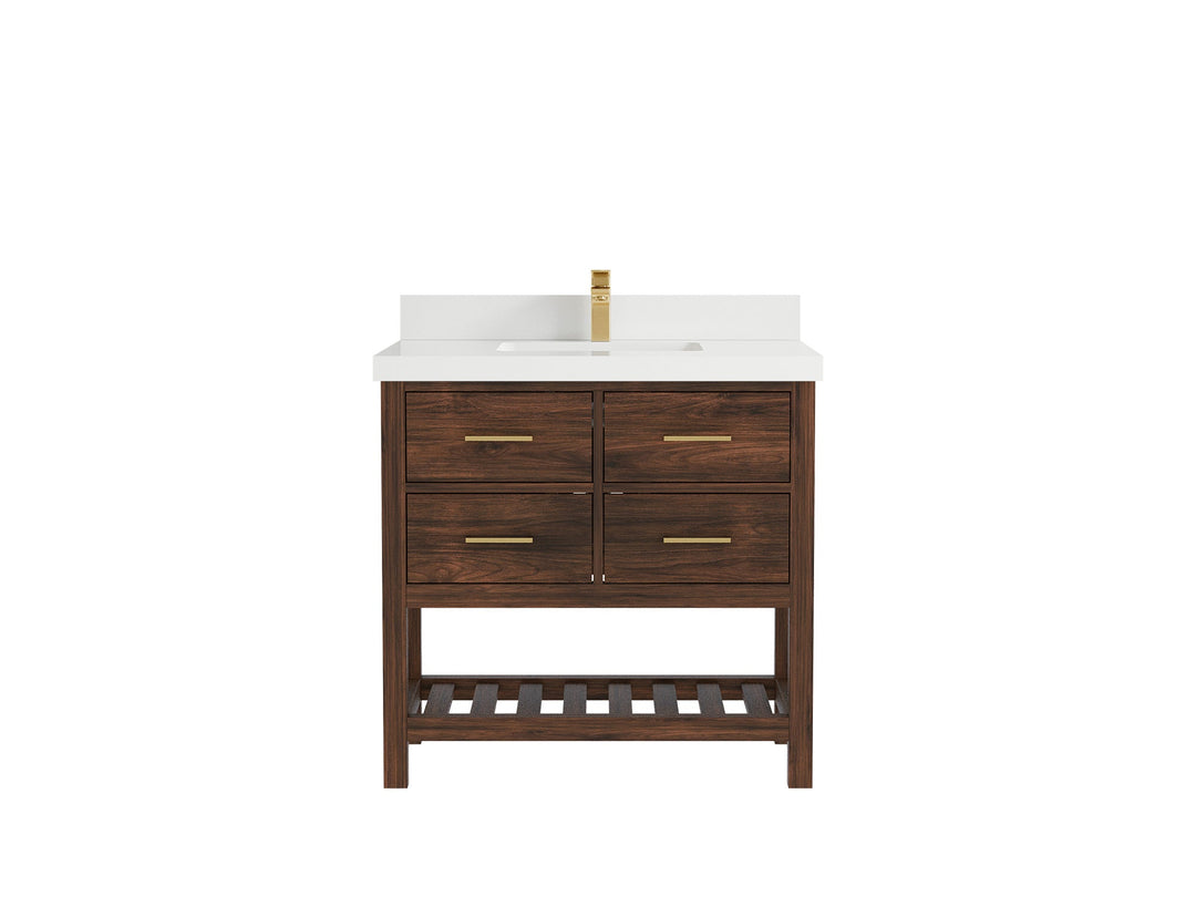 Parker Teak Wood 36 in. W x 22 in. D Center Sink Bathroom Vanity - Willow Bath and Vanity