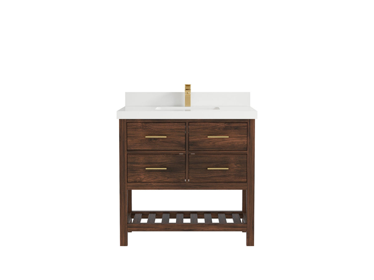 Parker Teak Wood 36 in. W x 22 in. D Center Sink Bathroom Vanity - Willow Bath and Vanity