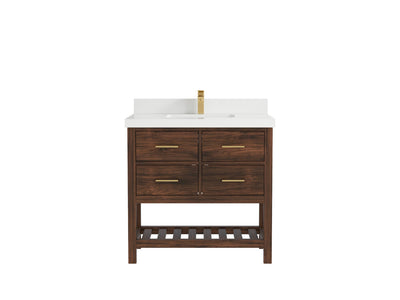 Parker Teak Wood 36 in. W x 22 in. D Center Sink Bathroom Vanity - Willow Bath and Vanity