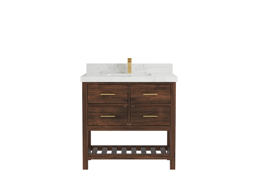 Parker Teak Wood 36 in. W x 22 in. D Center Sink Bathroom Vanity - Willow Bath and Vanity