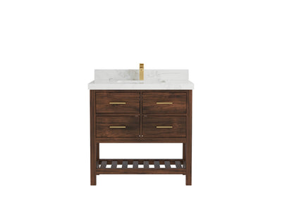 Parker Teak Wood 36 in. W x 22 in. D Center Sink Bathroom Vanity - Willow Bath and Vanity