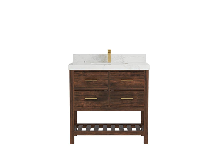 Parker Teak Wood 36 in. W x 22 in. D Center Sink Bathroom Vanity - photo 14