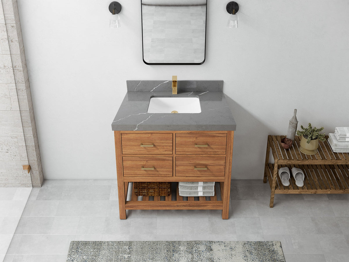 Parker Teak Wood 36 in. W x 22 in. D Center Sink Bathroom Vanity - Willow Bath and Vanity