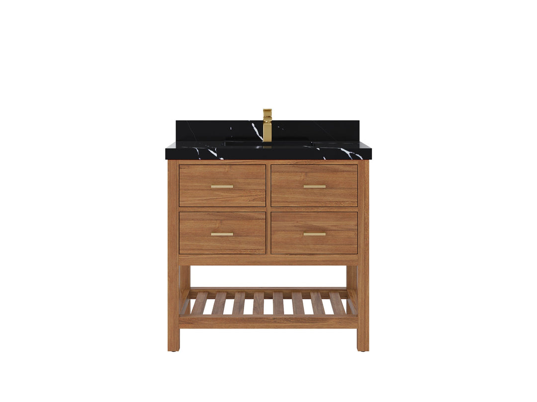 Parker Teak Wood 36 in. W x 22 in. D Center Sink Bathroom Vanity - Willow Bath and Vanity