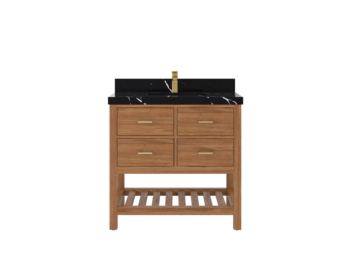 Parker Teak Wood 36 in. W x 22 in. D Center Sink Bathroom Vanity - Willow Bath and Vanity
