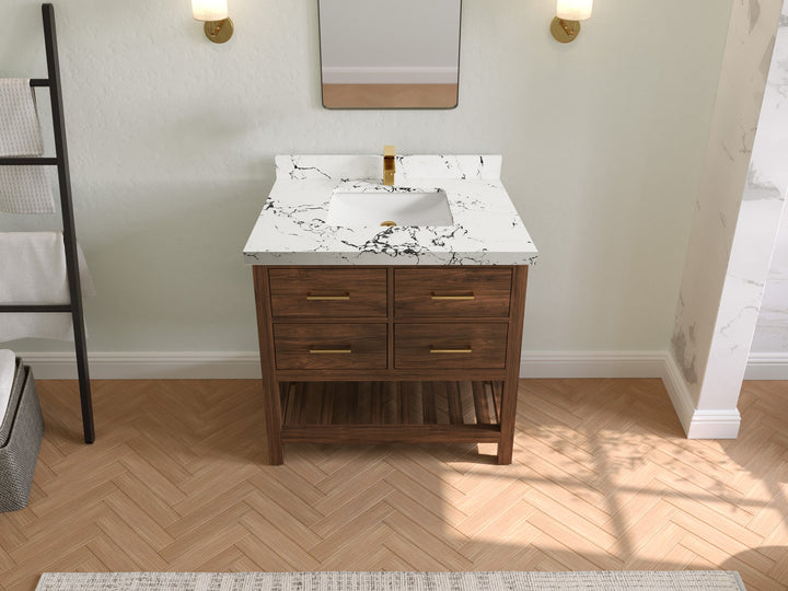 Parker Teak Wood 36 in. W x 22 in. D Center Sink Bathroom Vanity - photo 33