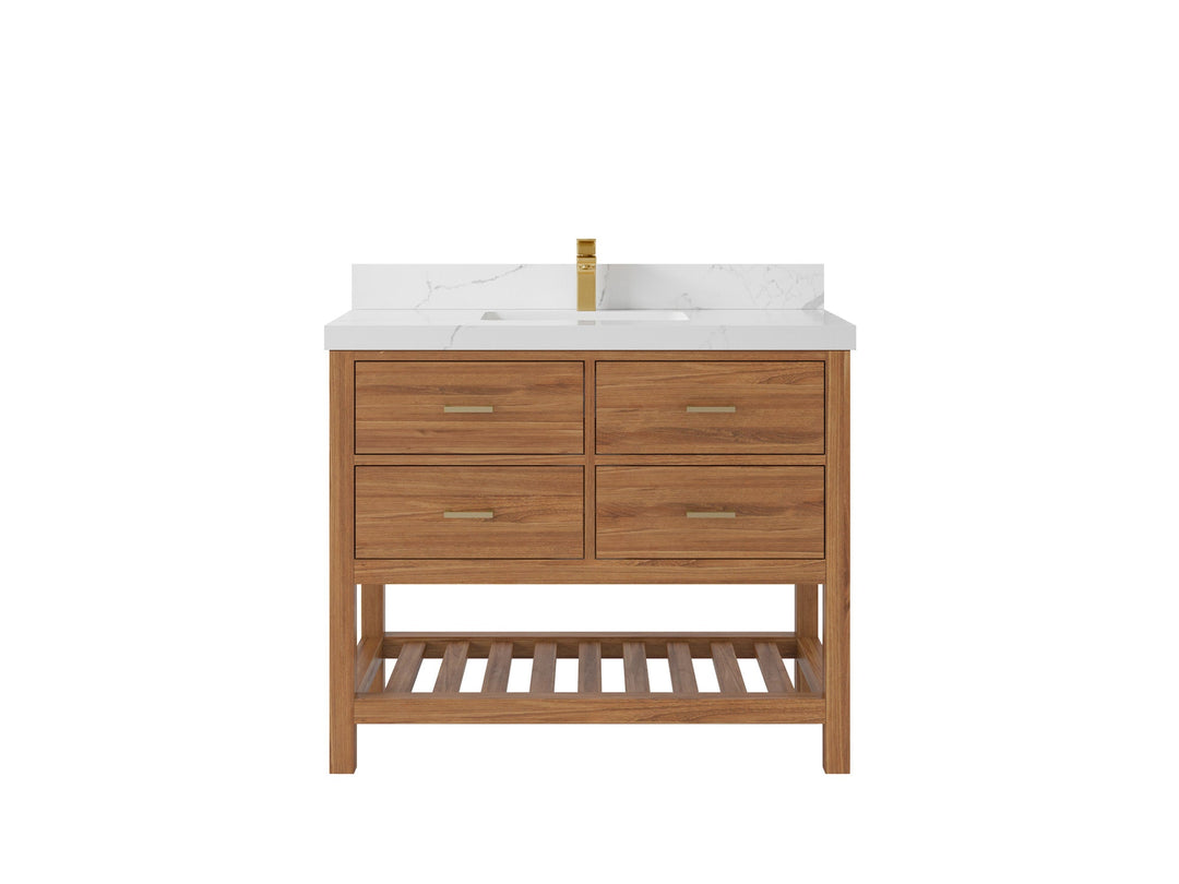 Parker Teak Wood 42 in. W x 22 in. D Single Sink Bathroom Vanity - Willow Bath and Vanity