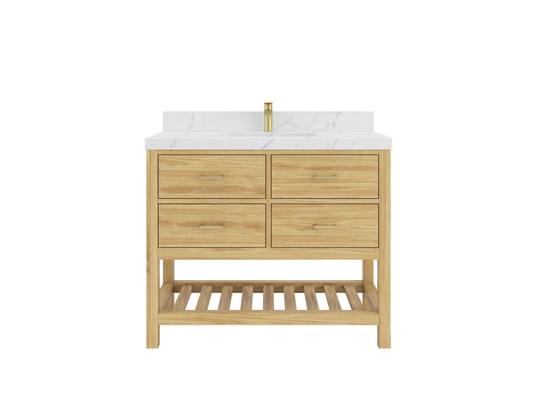 Parker Teak Wood 42 in. W x 22 in. D Single Sink Bathroom Vanity - Willow Bath and Vanity