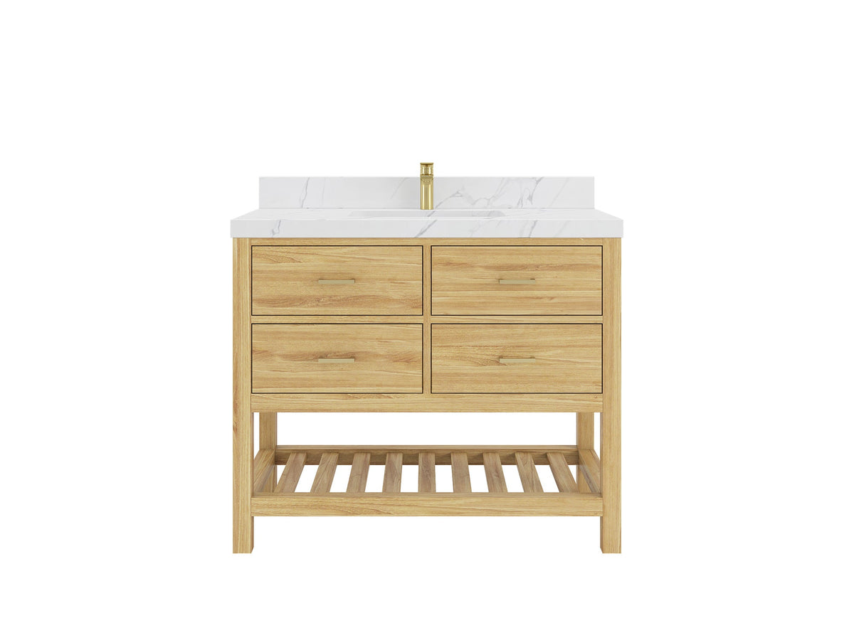 Parker Teak Wood 42 in. W x 22 in. D Single Sink Bathroom Vanity - Willow Bath and Vanity