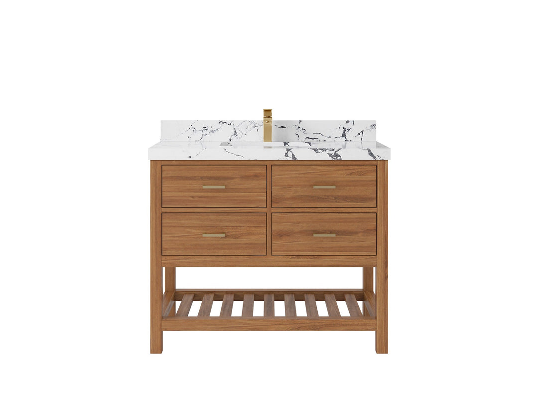 Parker Teak Wood 42 in. W x 22 in. D Single Sink Bathroom Vanity - Willow Bath and Vanity