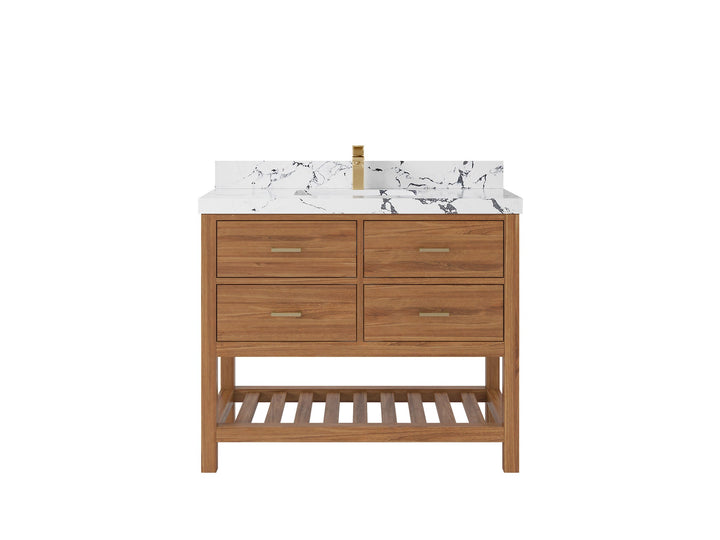 Parker Teak Wood 42 in. W x 22 in. D Single Sink Bathroom Vanity - photo 32