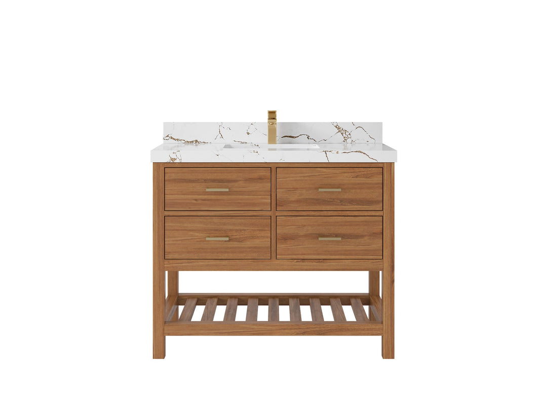 Parker Teak Wood 42 in. W x 22 in. D Single Sink Bathroom Vanity - Willow Bath and Vanity
