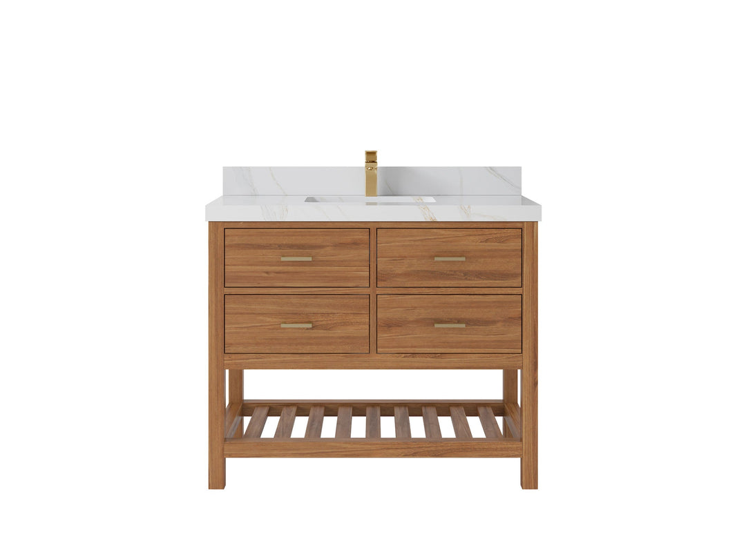 Parker Teak Wood 42 in. W x 22 in. D Single Sink Bathroom Vanity - Willow Bath and Vanity