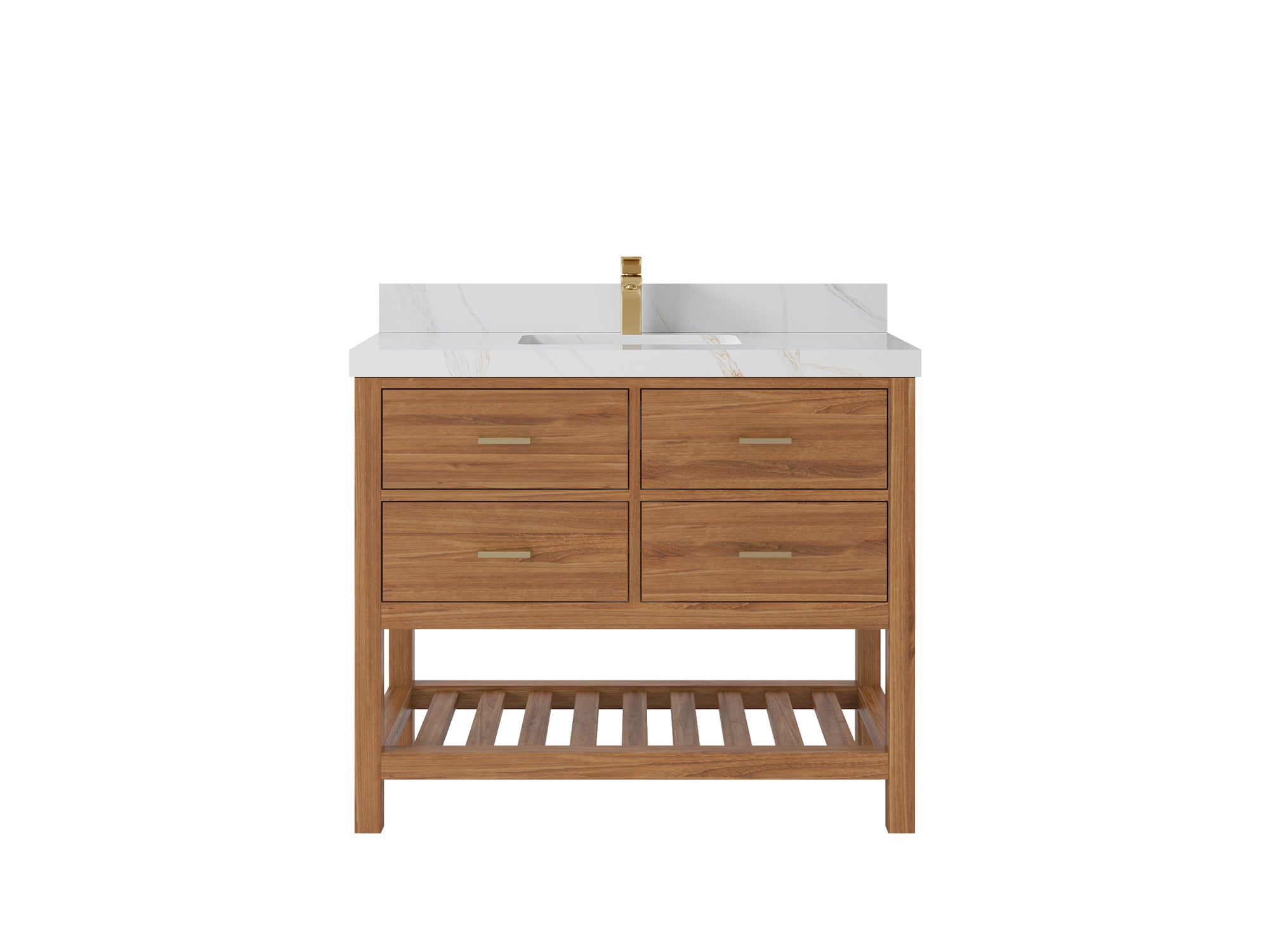 Parker Teak Wood 42 in. W x 22 in. D Single Sink Bathroom Vanity - Willow Bath and Vanity