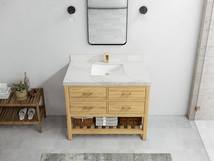 Parker Teak Wood 42 in. W x 22 in. D Single Sink Bathroom Vanity - photo 13