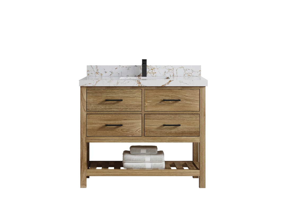 Parker Teak Wood 42 in. W x 22 in. D Single Sink Bathroom Vanity - Willow Bath and Vanity