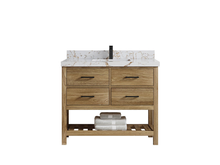 Parker Teak Wood 42 in. W x 22 in. D Single Sink Bathroom Vanity - photo 25