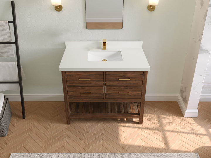 Parker Teak Wood 42 in. W x 22 in. D Single Sink Bathroom Vanity - photo 35