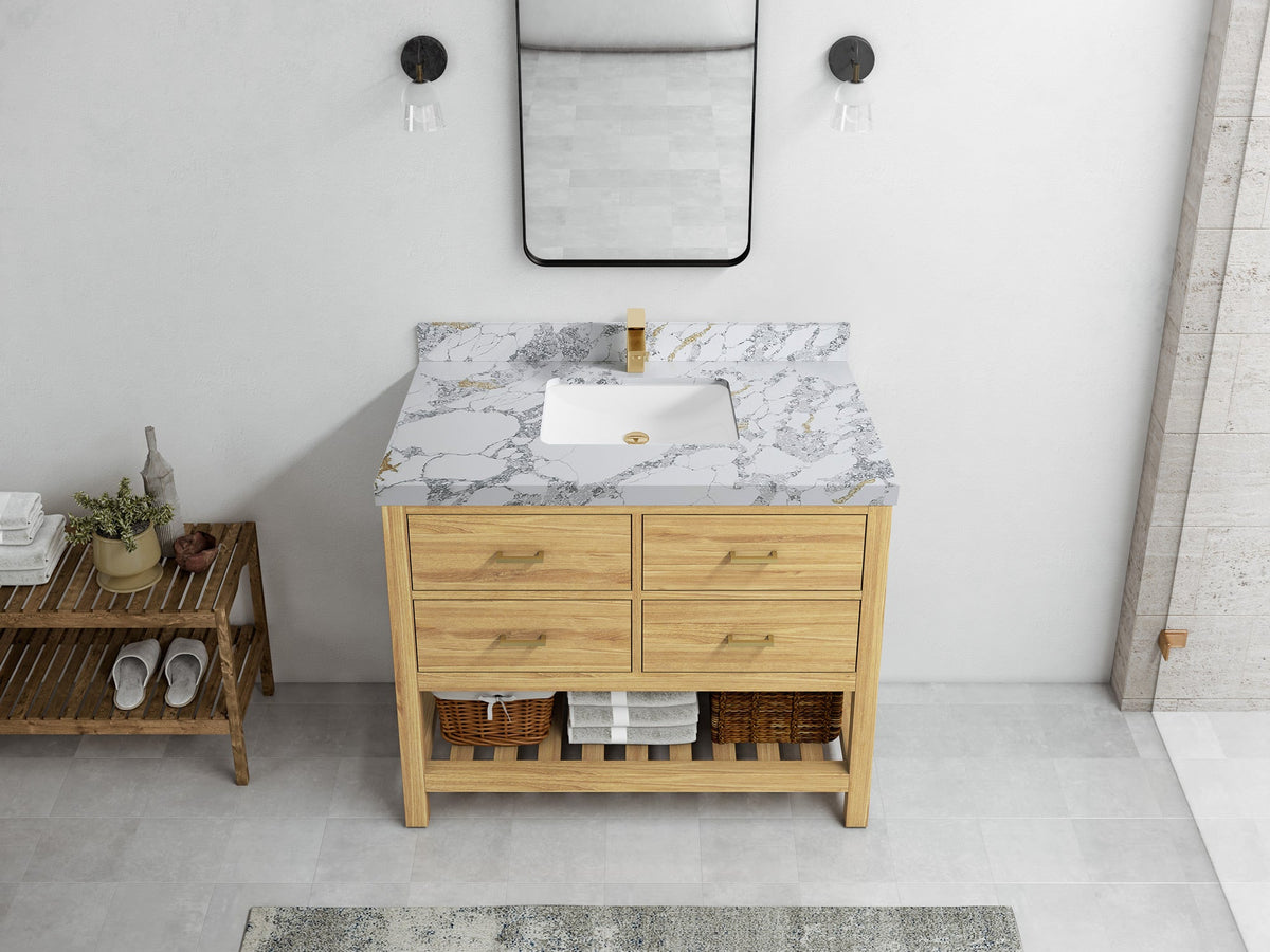 Parker Teak Wood 42 in. W x 22 in. D Single Sink Bathroom Vanity - Willow Bath and Vanity