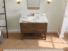 Parker Teak Wood 42 in. W x 22 in. D Single Sink Bathroom Vanity - photo 9