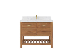 Parker Teak Wood 42 in. W x 22 in. D Single Sink Bathroom Vanity - photo 1