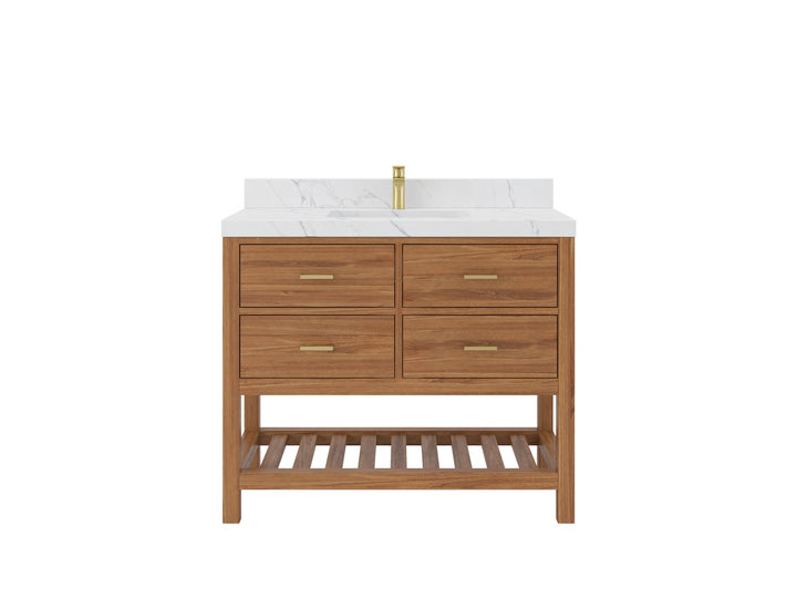 Parker Teak Wood 42 in. W x 22 in. D Single Sink Bathroom Vanity - photo 1