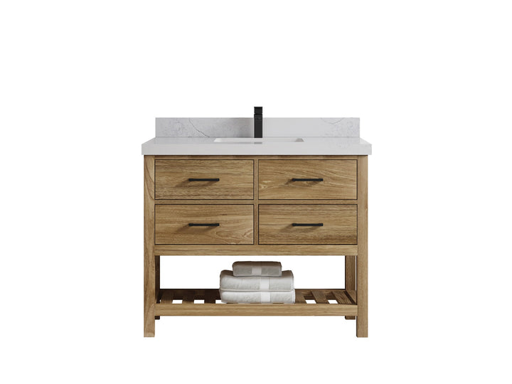 Parker Teak Wood 42 in. W x 22 in. D Single Sink Bathroom Vanity - photo 1