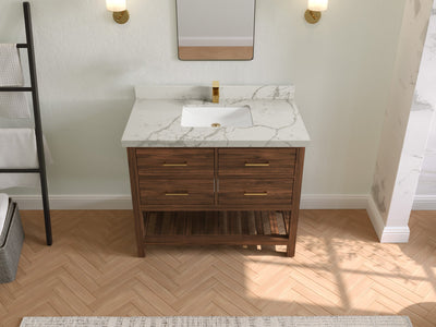 Parker Teak Wood 42 in. W x 22 in. D Single Sink Bathroom Vanity - Willow Bath and Vanity