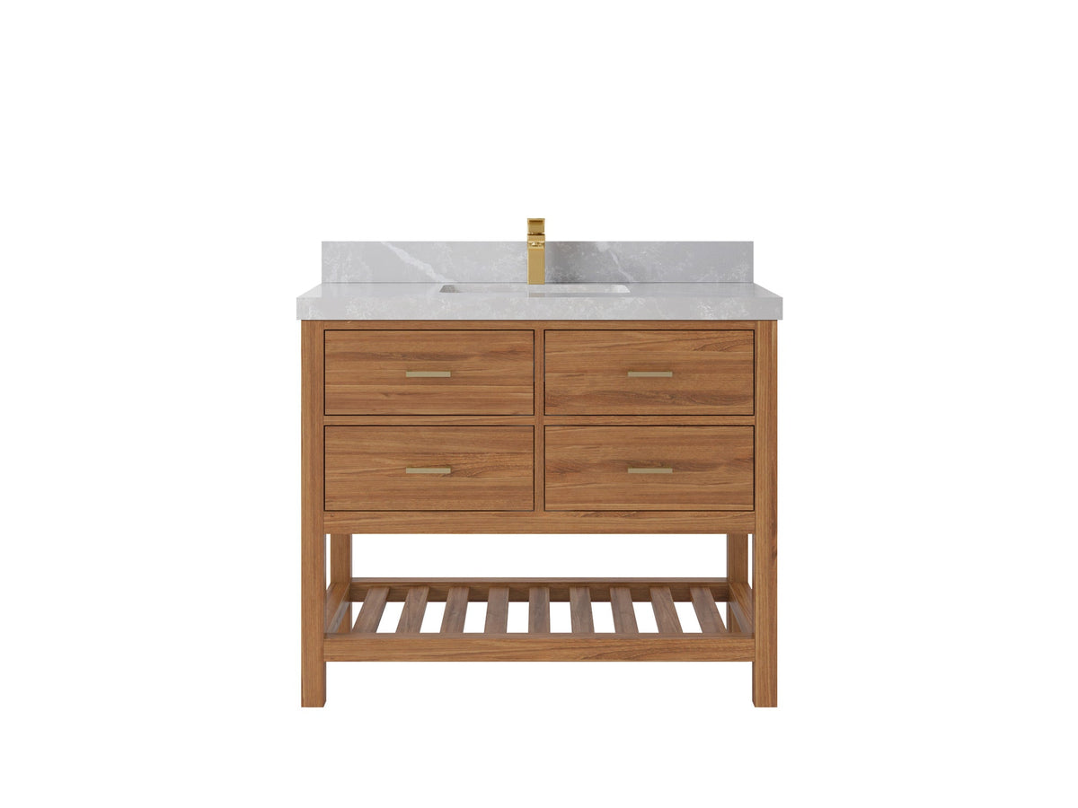 Parker Teak Wood 42 in. W x 22 in. D Single Sink Bathroom Vanity - Willow Bath and Vanity