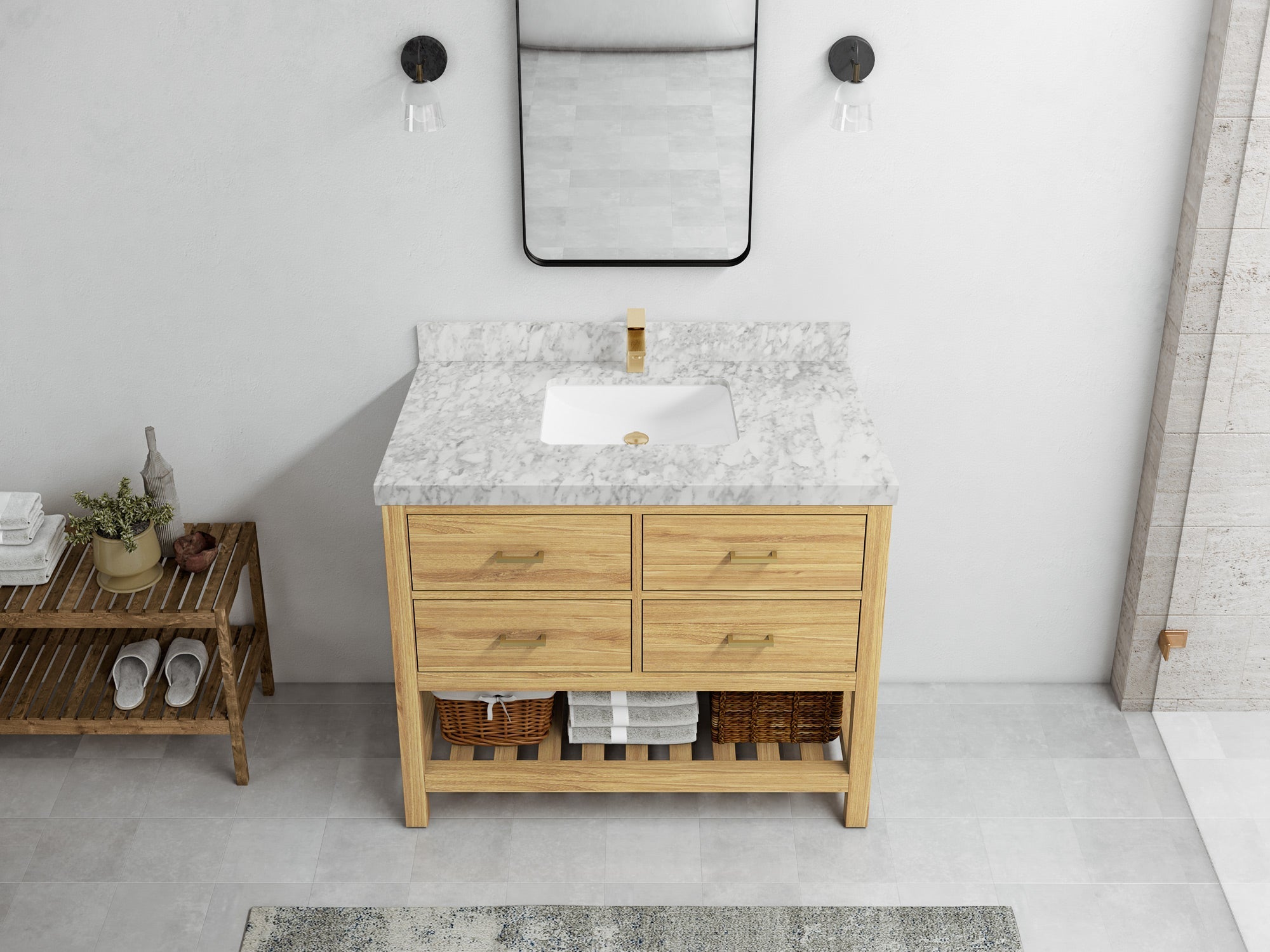 Parker Teak Wood 42 in. W x 22 in. D Single Sink Bathroom Vanity - Willow Bath and Vanity