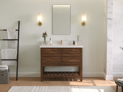Parker Teak Wood 42 in. W x 22 in. D Single Sink Bathroom Vanity - Willow Bath and Vanity