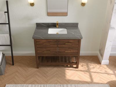 Parker Teak Wood 42 in. W x 22 in. D Single Sink Bathroom Vanity - Willow Bath and Vanity