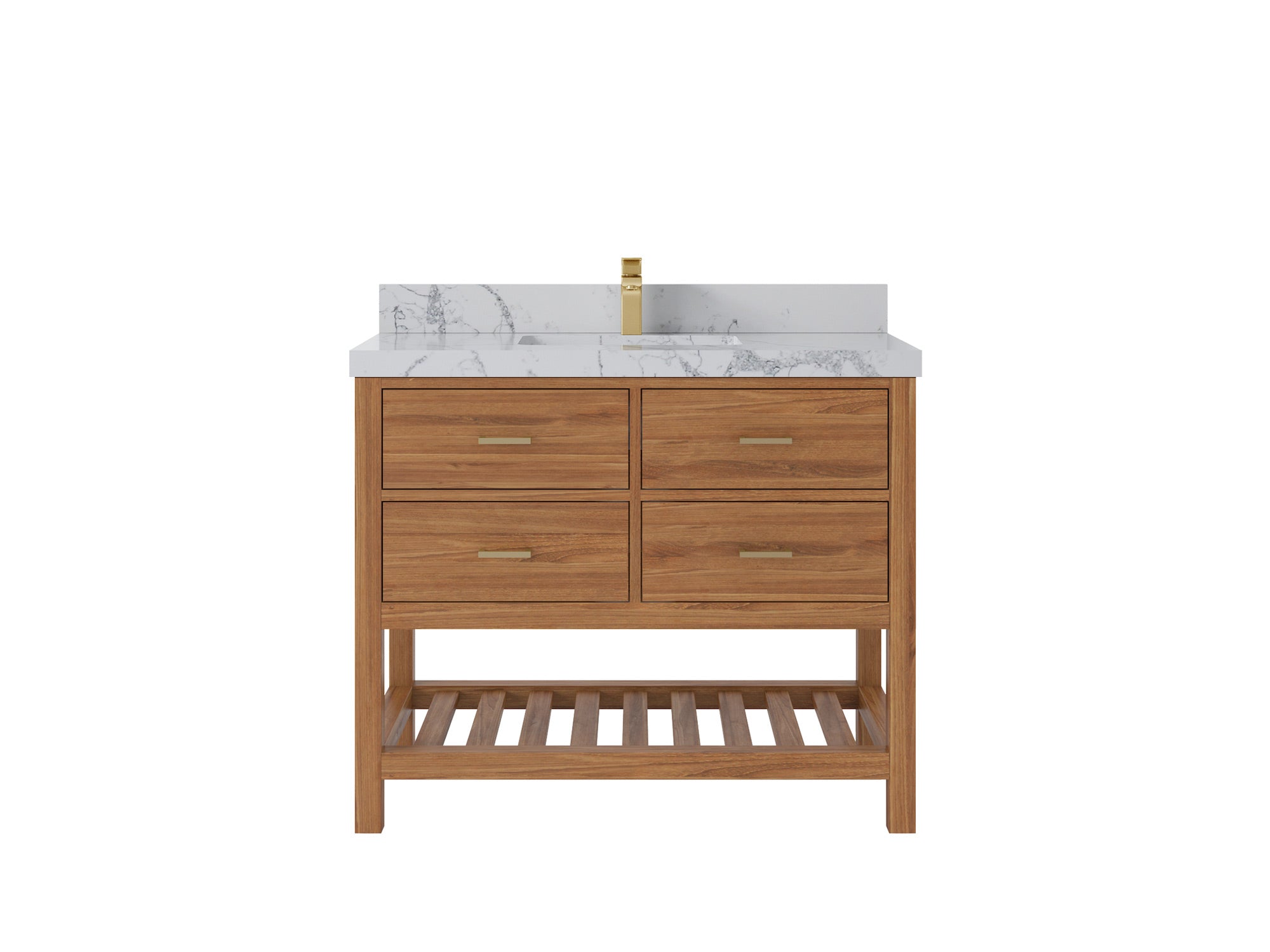 Parker Teak Wood 42 in. W x 22 in. D Single Sink Bathroom Vanity - Willow Bath and Vanity