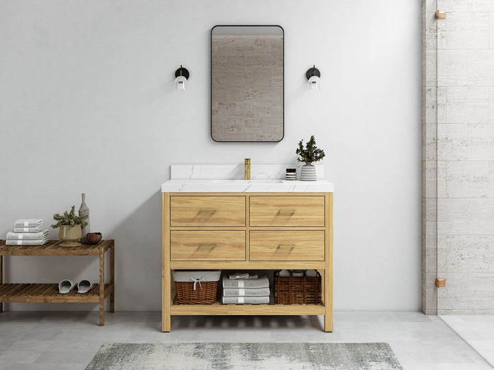 Parker Teak Wood 42 in. W x 22 in. D Single Sink Bathroom Vanity - photo 4