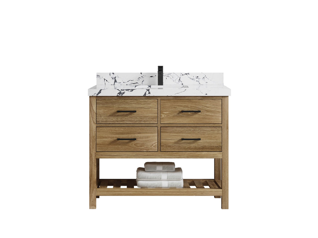 Parker Teak Wood 42 in. W x 22 in. D Single Sink Bathroom Vanity - Willow Bath and Vanity