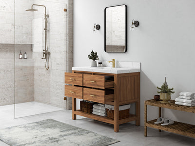 Parker Teak Wood 42 in. W x 22 in. D Single Sink Bathroom Vanity - Willow Bath and Vanity