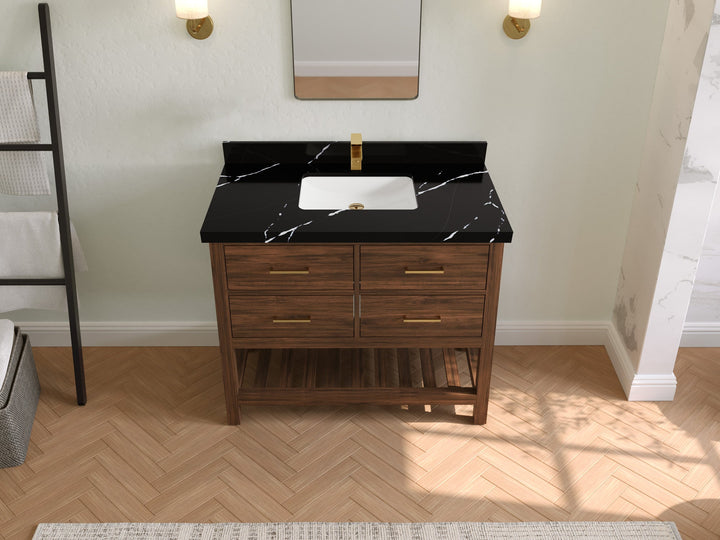 Parker Teak Wood 42 in. W x 22 in. D Single Sink Bathroom Vanity - photo 7