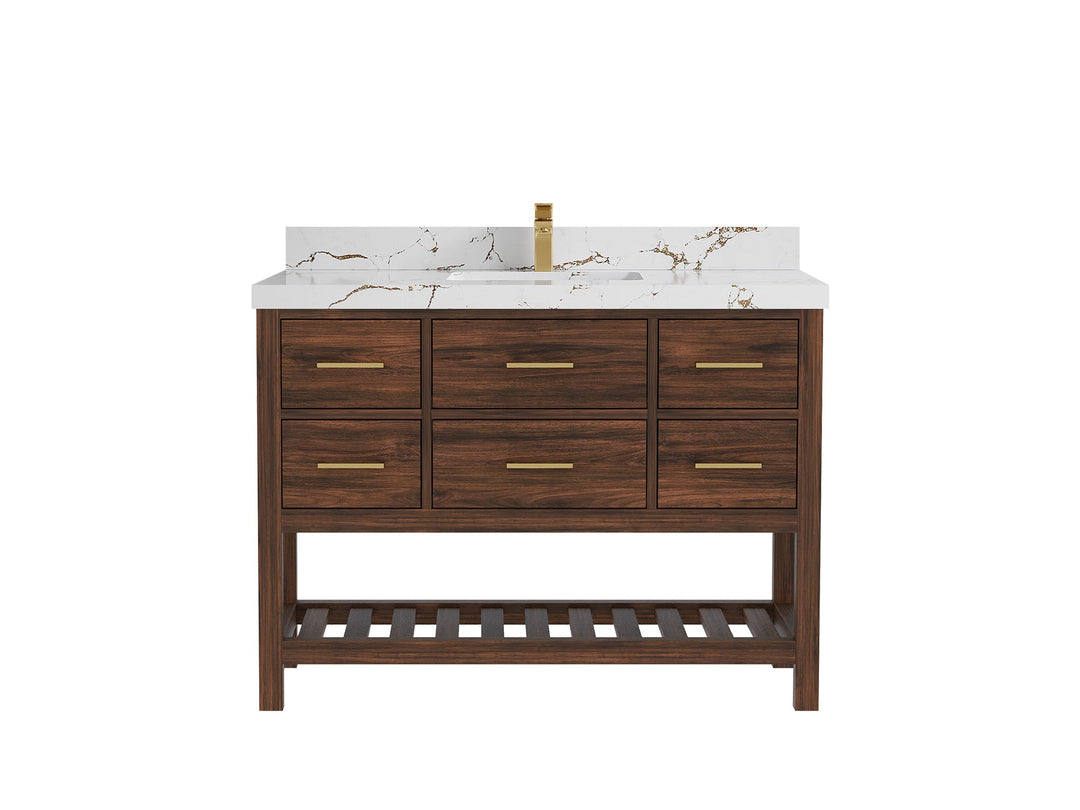 Parker Teak Wood 48 in. W x 22 in. D Single Sink Bathroom Vanity - Willow Bath and Vanity