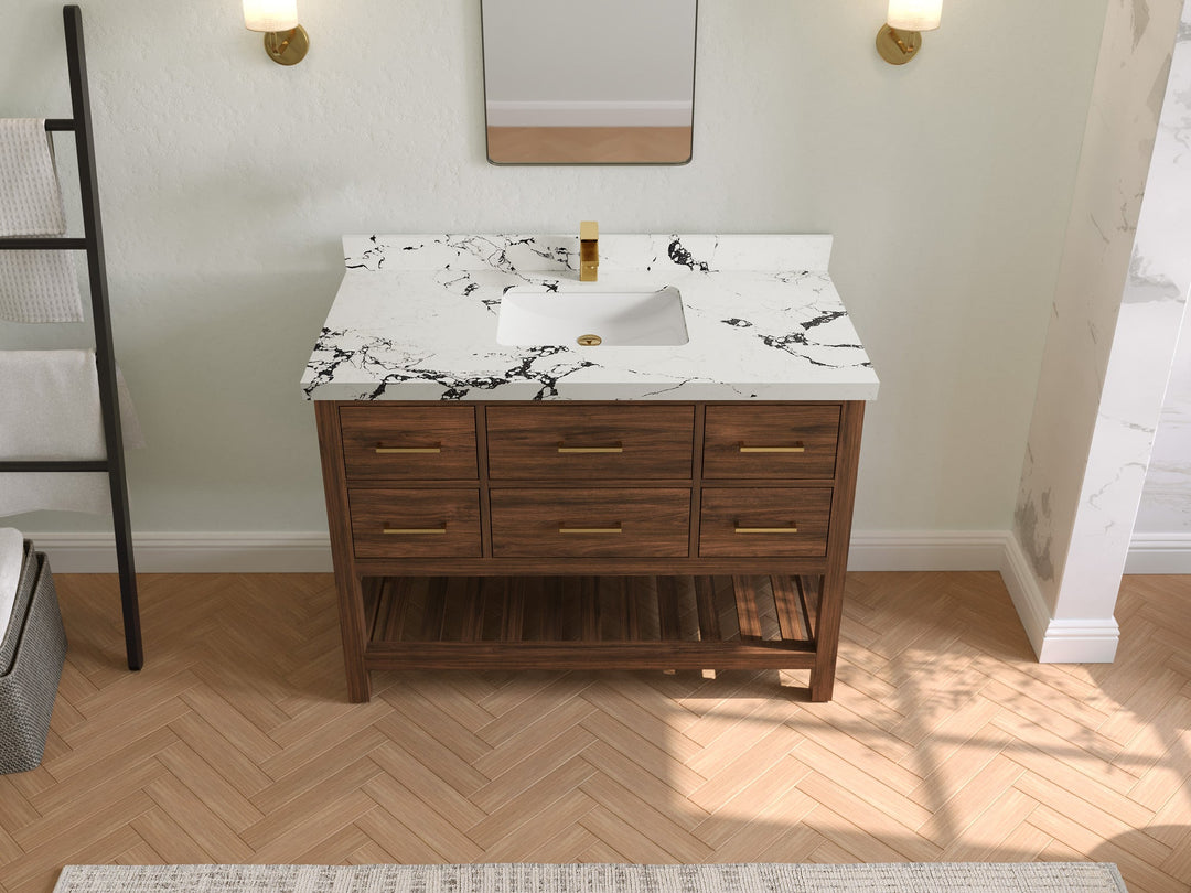 Parker Teak Wood 48 in. W x 22 in. D Single Sink Bathroom Vanity - Willow Bath and Vanity
