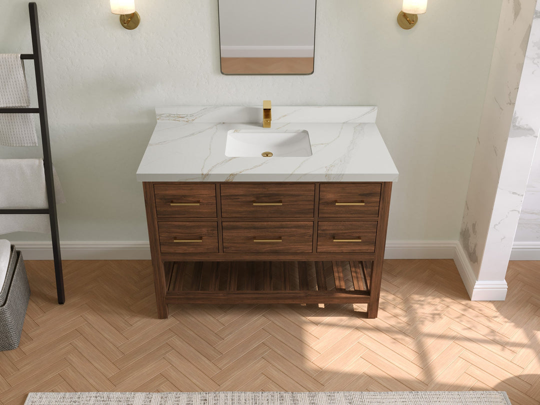 Parker Teak Wood 48 in. W x 22 in. D Single Sink Bathroom Vanity - Willow Bath and Vanity