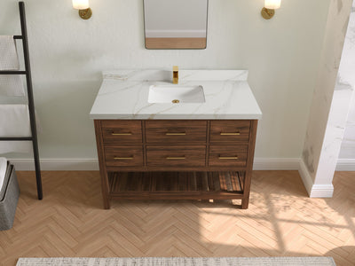 Parker Teak Wood 48 in. W x 22 in. D Single Sink Bathroom Vanity - Willow Bath and Vanity