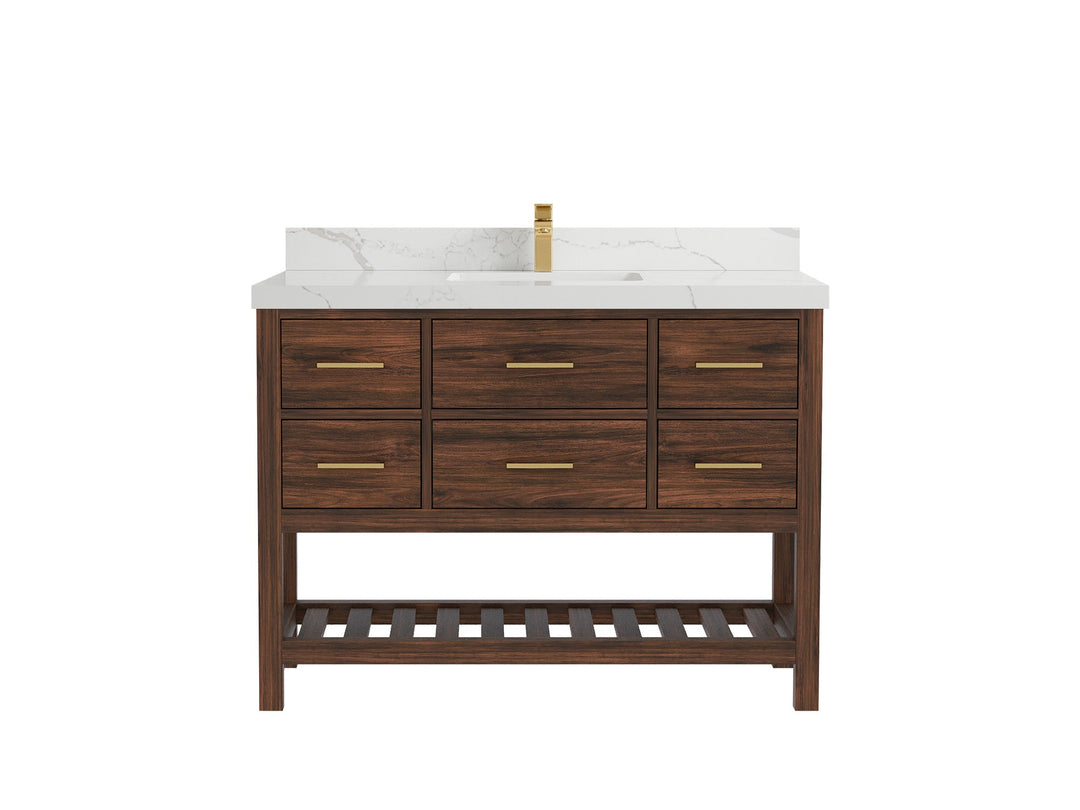 Parker Teak Wood 48 in. W x 22 in. D Single Sink Bathroom Vanity - Willow Bath and Vanity