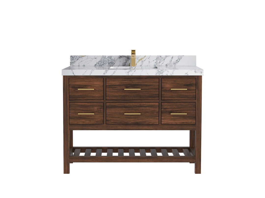 Parker Teak Wood 48 in. W x 22 in. D Single Sink Bathroom Vanity - Willow Bath and Vanity