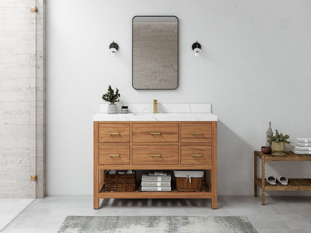 Parker Teak Wood 48 in. W x 22 in. D Single Sink Bathroom Vanity - Willow Bath and Vanity