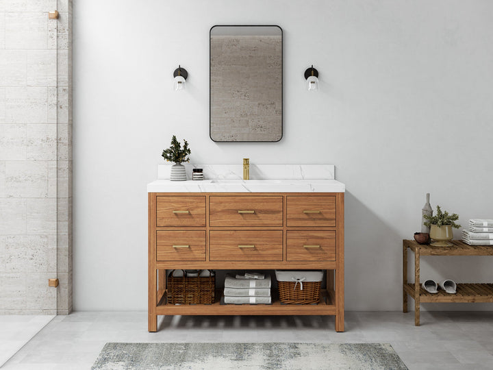Parker Teak Wood 48 in. W x 22 in. D Single Sink Bathroom Vanity - photo 4