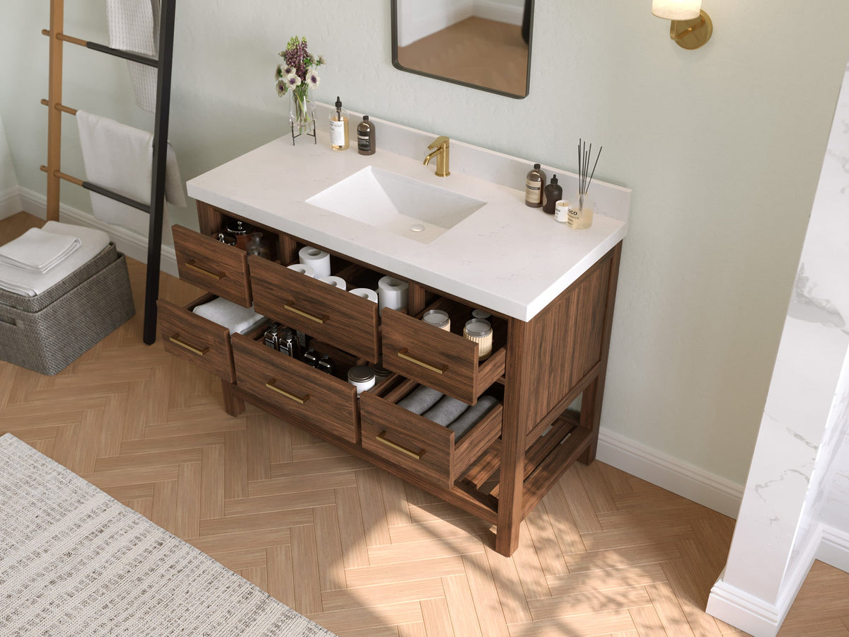 Parker Teak Wood 48 in. W x 22 in. D Single Sink Bathroom Vanity - Willow Bath and Vanity