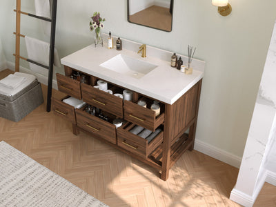 Parker Teak Wood 48 in. W x 22 in. D Single Sink Bathroom Vanity - Willow Bath and Vanity