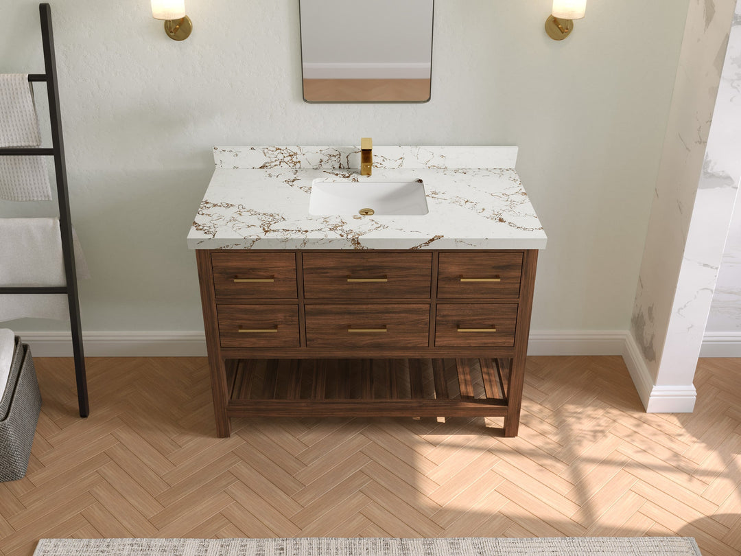Parker Teak Wood 48 in. W x 22 in. D Single Sink Bathroom Vanity - Willow Bath and Vanity